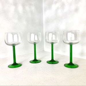 Green Stem Wine Glasses / Goblets from France